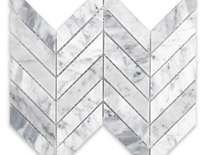 White Carrara Marble 1 X 4 Chevron